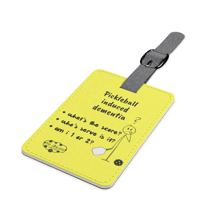 Pickleball Saffiano Polyester Luggage Tag, Rectangle Pickleball induced dementia