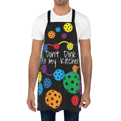 PICKLEBALL DON'T DINK IN MY KITCHEN Apron (AOP) black