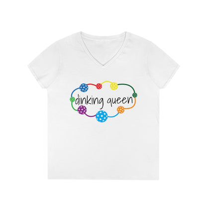 Womens' V-Neck T-Shirt - dinking queen