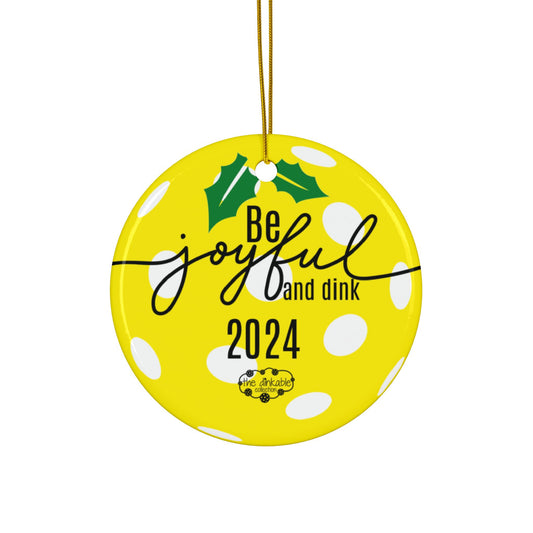 YELLOW PICKLEBALL Ceramic Ornaments, 2-Side Print, (1pc, 3pcs, 5pcs, 10pcs)