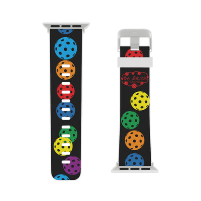 PICKLEBALL Watch Band for Apple Watch RAINBOW (Black)