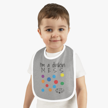 PICKLEBALL Bib Baby Contrast Trim Jersey Bib - i'm a dinkin mess