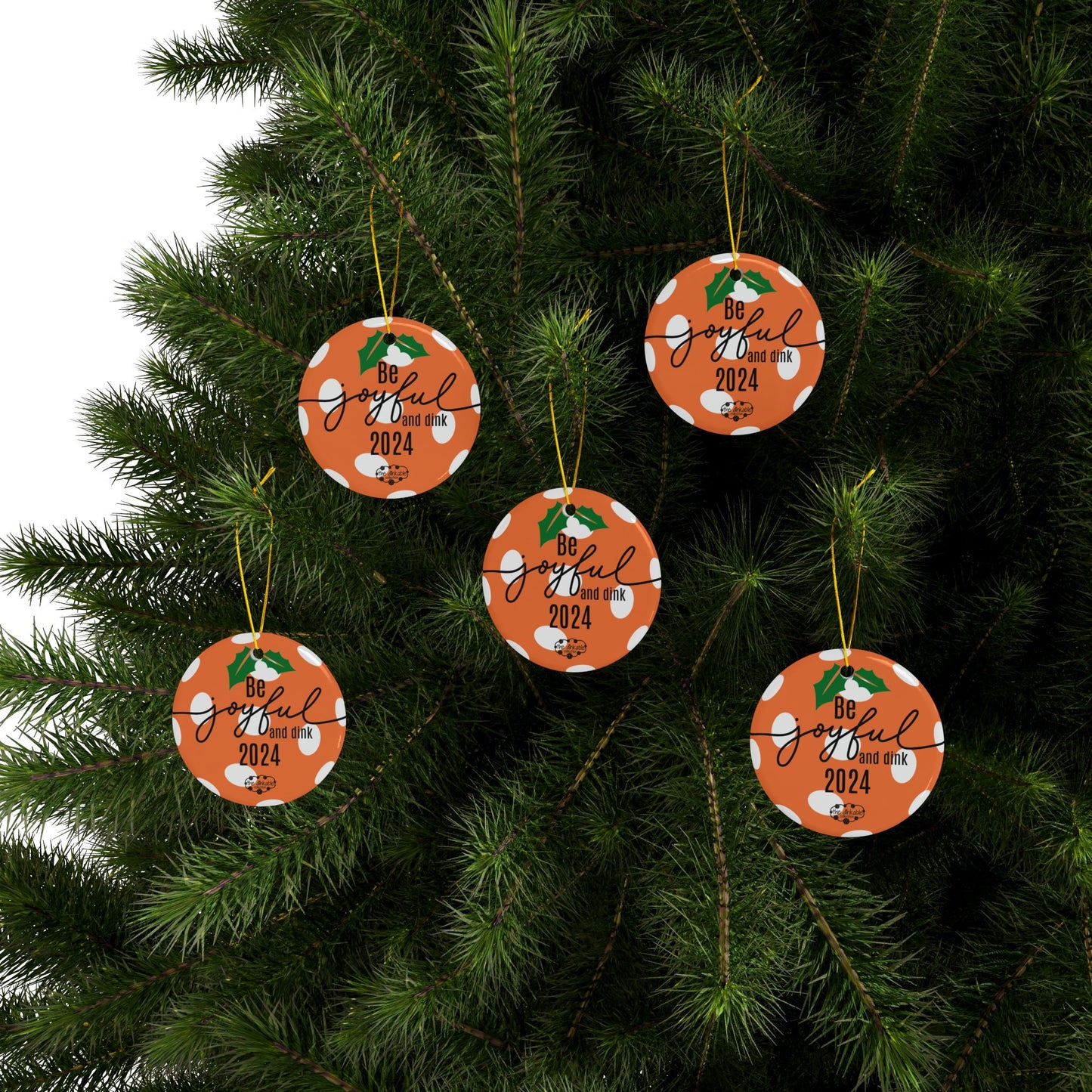 ORANGE PICKLEBALL Ceramic Ornaments, 2-Side Print, (1pc, 3pcs, 5pcs, 10pcs)