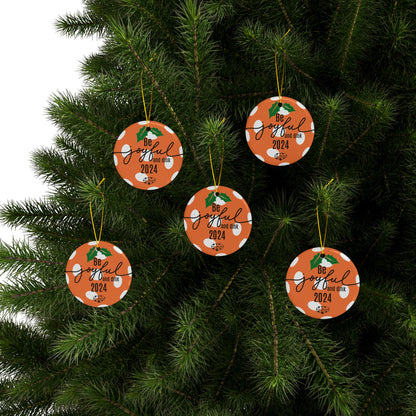 ORANGE PICKLEBALL Ceramic Ornaments, 2-Side Print, (1pc, 3pcs, 5pcs, 10pcs)