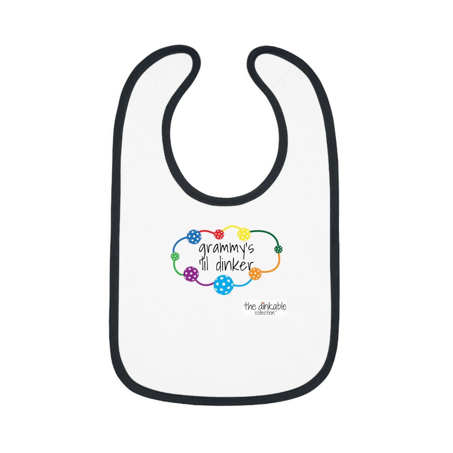 PICKLEBALL Grandparents Baby Contrast Trim Jersey Bib - 'GRAMMY'S lil Dinker'