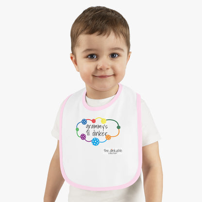 PICKLEBALL Grandparents Baby Contrast Trim Jersey Bib - 'GRAMMY'S lil Dinker'