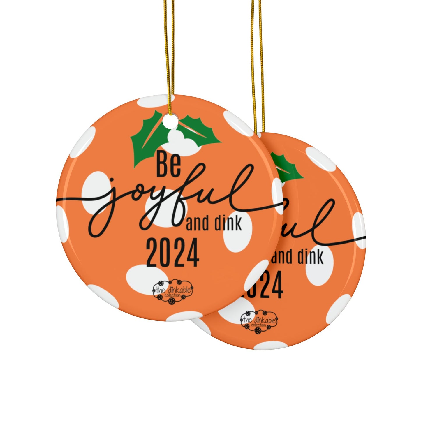 ORANGE PICKLEBALL Ceramic Ornaments, 2-Side Print, (1pc, 3pcs, 5pcs, 10pcs)