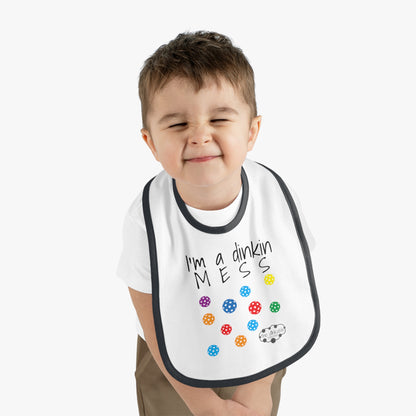 PICKLEBALL Bib Baby Contrast Trim Jersey Bib - i'm a dinkin mess