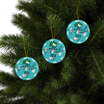 LIGHT BLUE PICKLEBALL Ceramic Ornaments, 2-Side Print, (1pc, 3pcs, 5pcs, 10pcs)