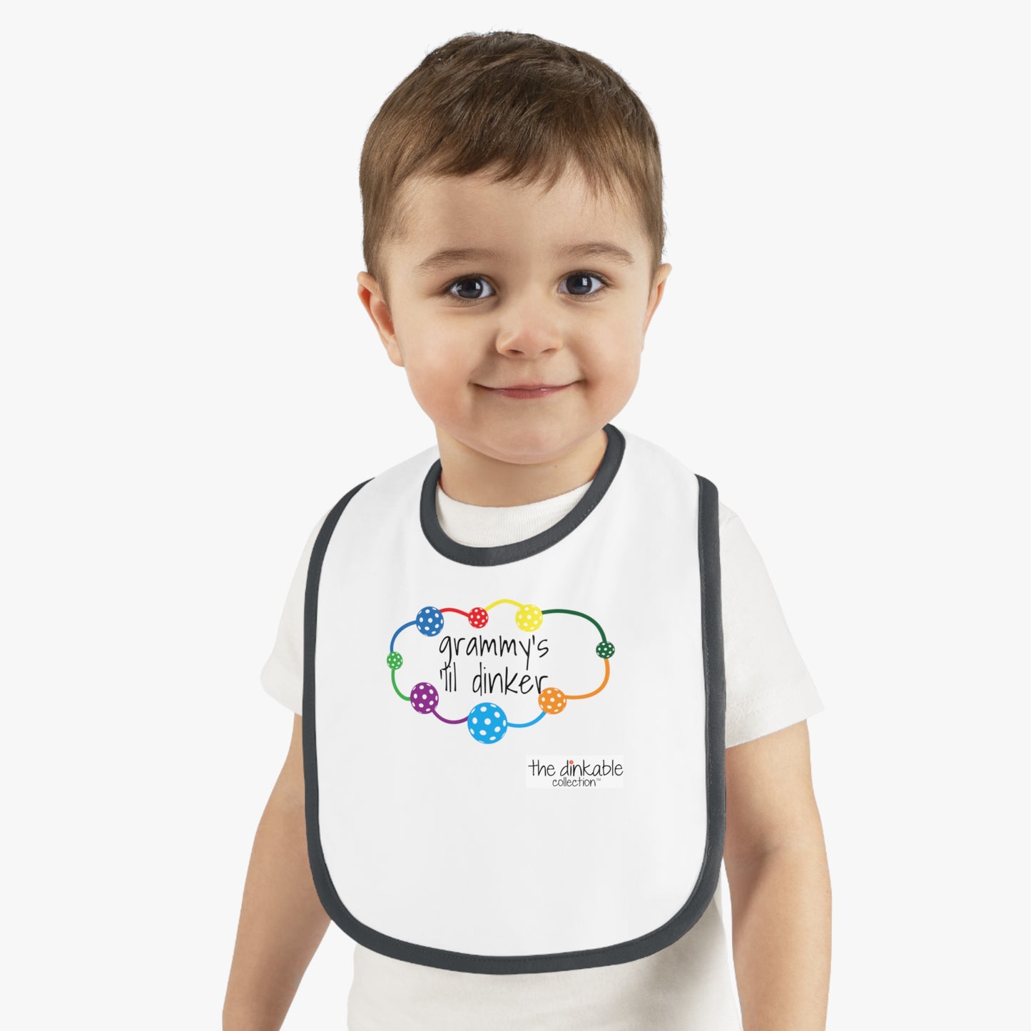 PICKLEBALL Grandparents Baby Contrast Trim Jersey Bib - 'GRAMMY'S lil Dinker'