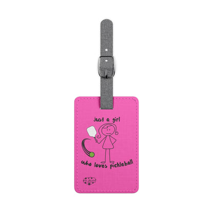 Pickleball Saffiano Polyester Luggage Tag, Rectangle (1) Just a girl who loves pickleball