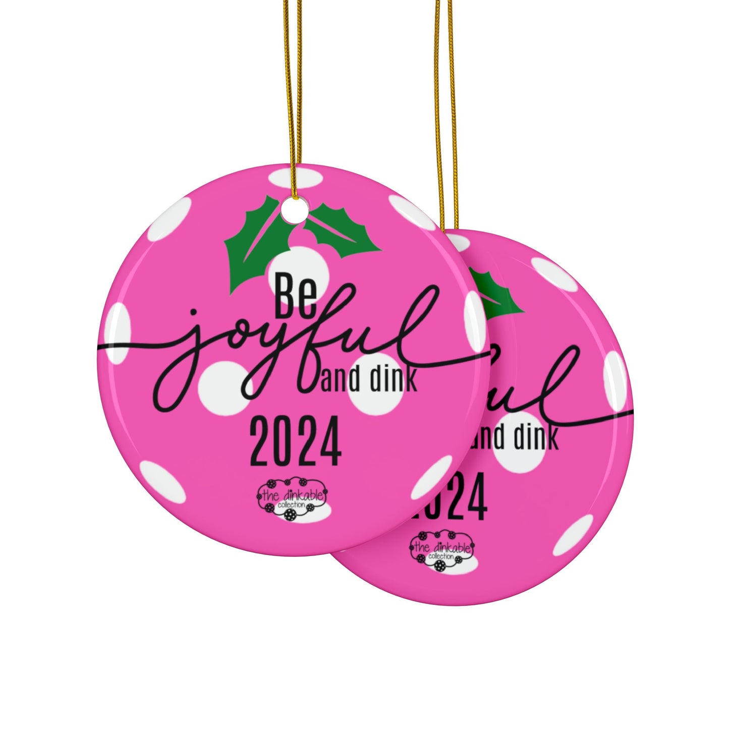 PINK PICKLEBALL Ceramic Ornaments, 2-Side Print, (1pc, 3pcs, 5pcs, 10pcs)