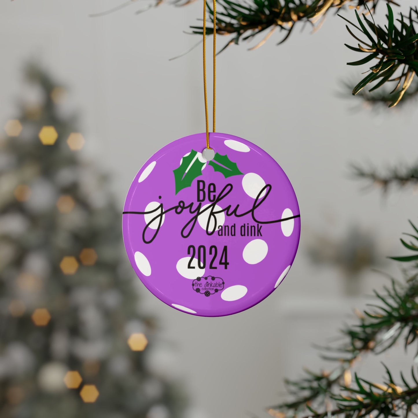 PURPLE PICKLEBALL Ceramic Ornaments, 2-Side Print, (1pc, 3pcs, 5pcs, 10pcs)