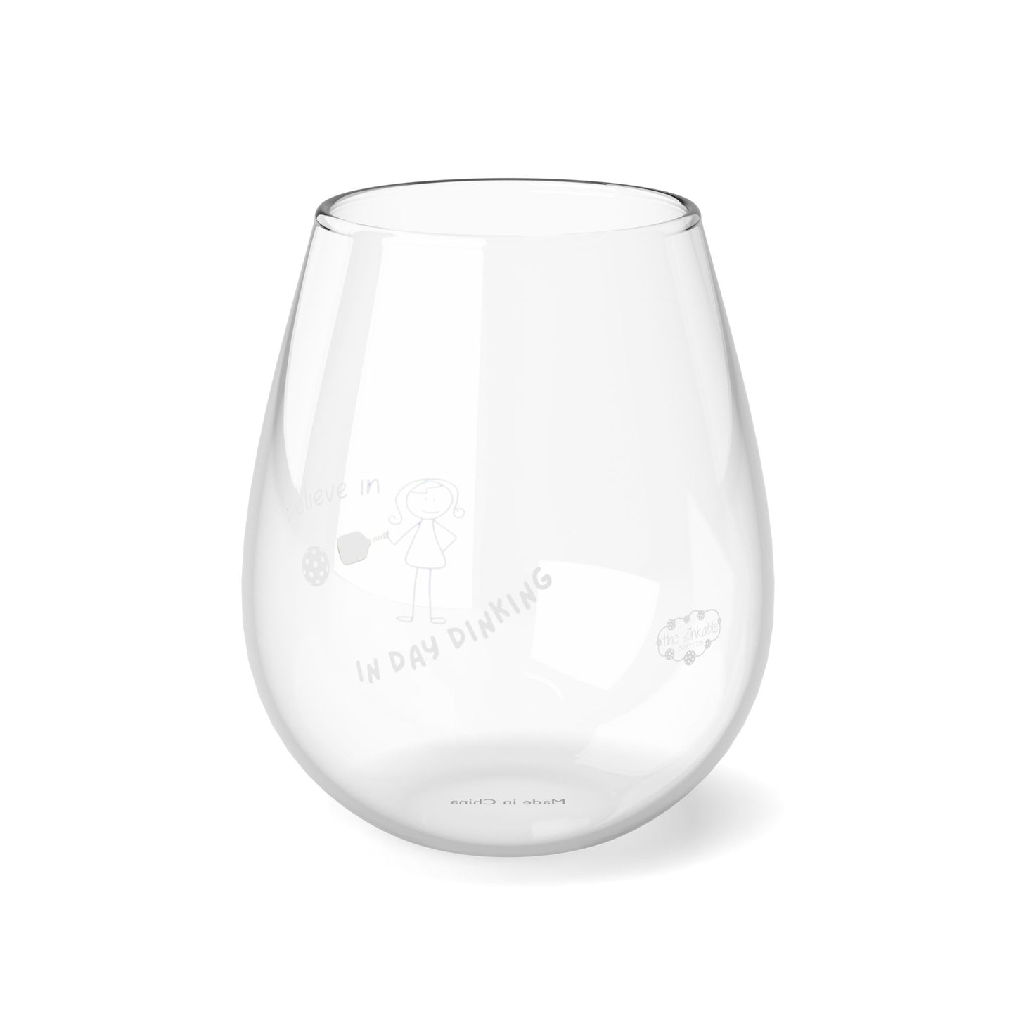 PICKLEBALL Stemless Wine Glass, 11.75oz ‘I believe in day dinking’ (#4)