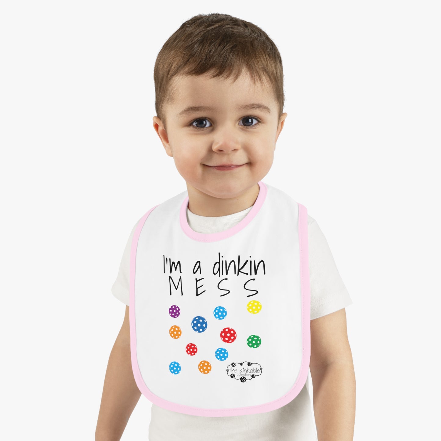 PICKLEBALL Bib Baby Contrast Trim Jersey Bib - i'm a dinkin mess