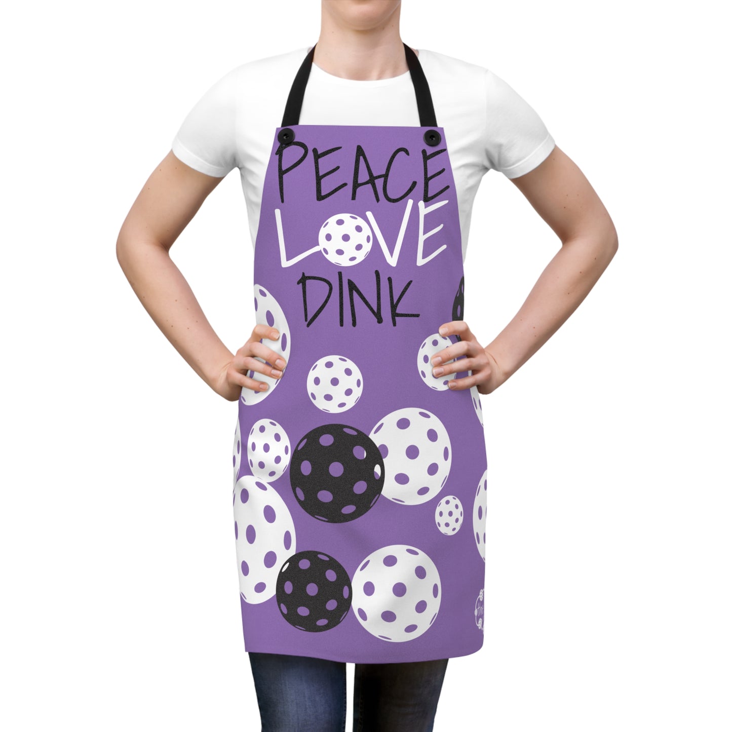 PICKLEBALL PEACE LOVE DINK Apron (AOP) Purple