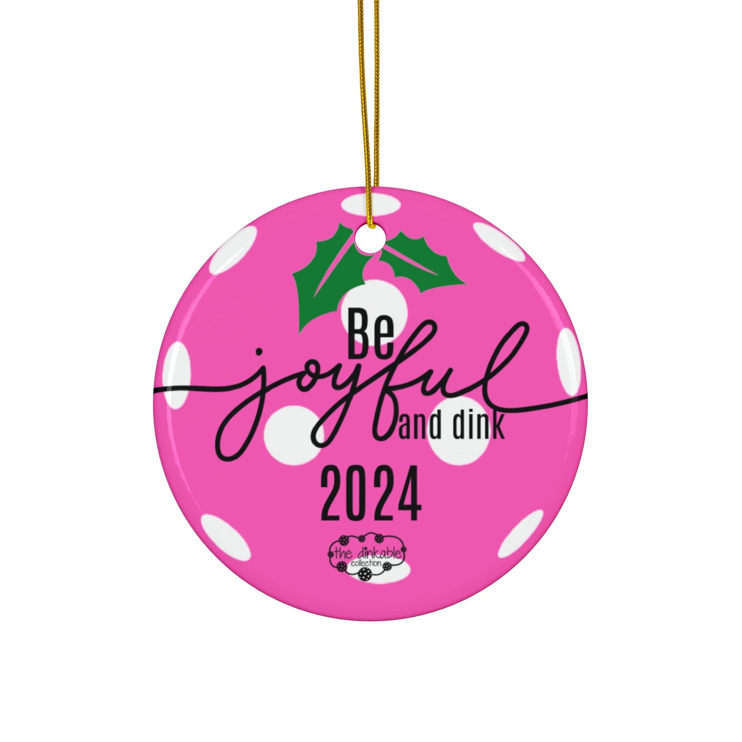 PINK PICKLEBALL Ceramic Ornaments, 2-Side Print, (1pc, 3pcs, 5pcs, 10pcs)