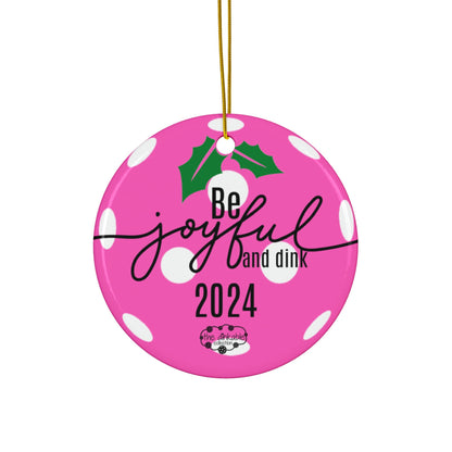 PINK PICKLEBALL Ceramic Ornaments, 2-Side Print, (1pc, 3pcs, 5pcs, 10pcs)