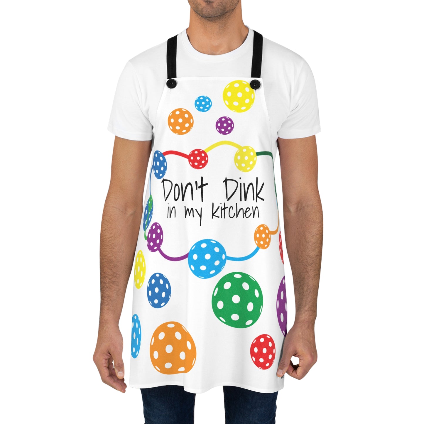 PICKLEBALL DON'T DINK IN MY KITCHEN Apron (AOP) White