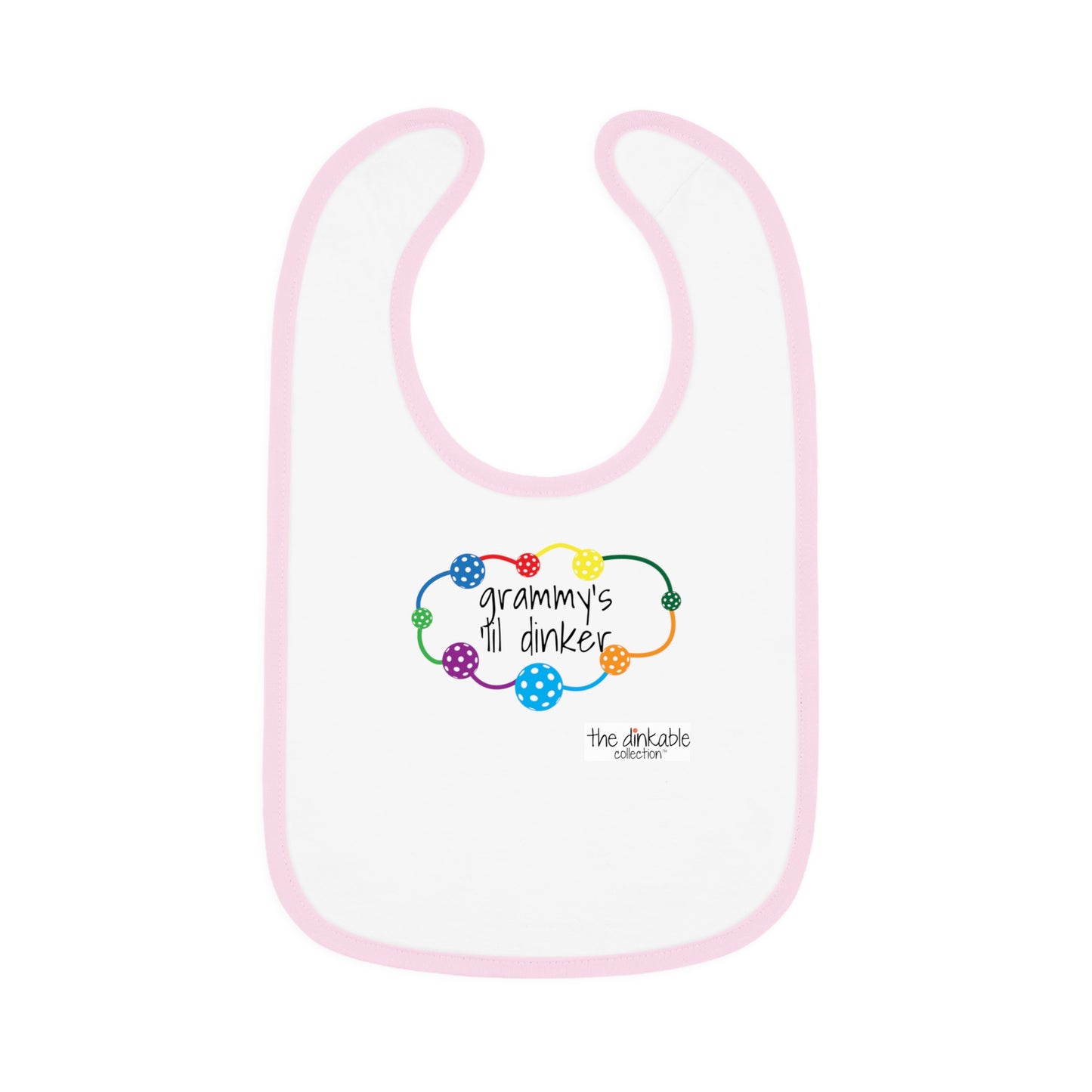 PICKLEBALL Grandparents Baby Contrast Trim Jersey Bib - 'GRAMMY'S lil Dinker'