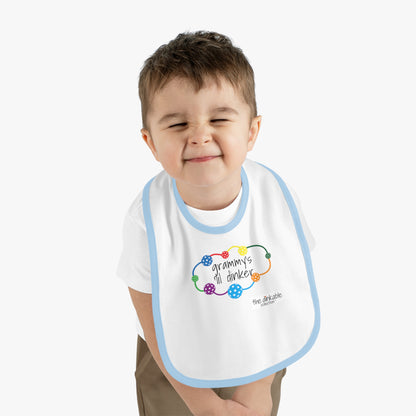 PICKLEBALL Grandparents Baby Contrast Trim Jersey Bib - 'GRAMMY'S lil Dinker'