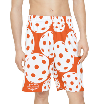 PICKLEBALL UNISEX Sports Shorts LONG (AOP) orange/white