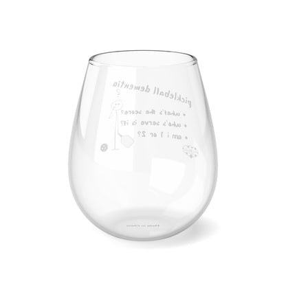 PICKLEBALL Stemless Wine Glass, 11.75oz ‘pickleball dementia’ (#2)