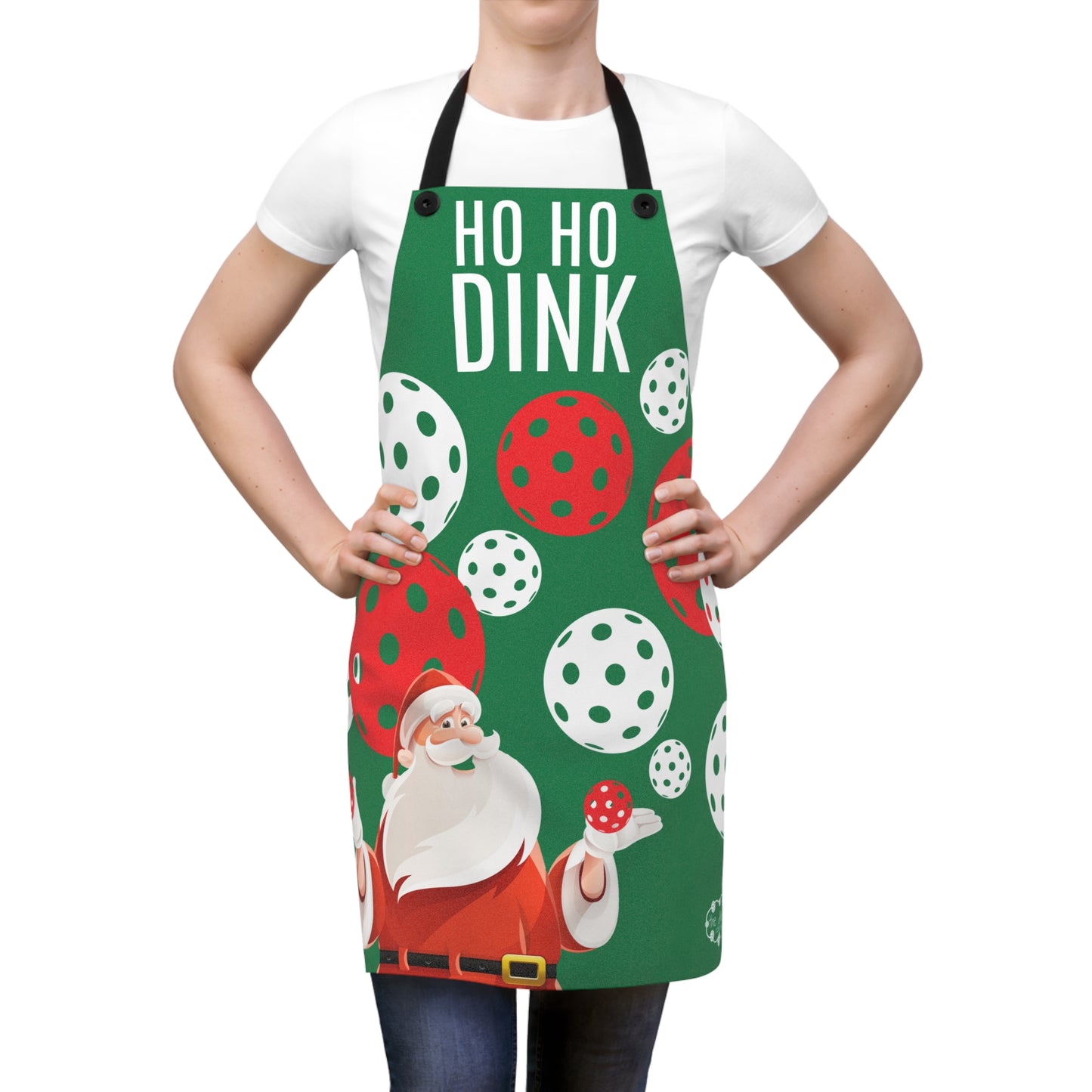 PICKLEBALL HO HO DINK Apron (AOP) Green Santa