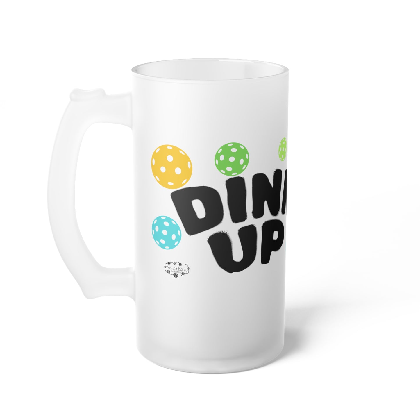 Frosted Beer Mug - "DINK Up" PICKLEBALL FROSTY MUG  Party Glass, 16oz Novelty Beer Stein Gift