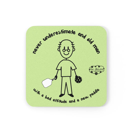 PICKLEBALL Cork Back Coaster OLD MAN NEW PADDLE