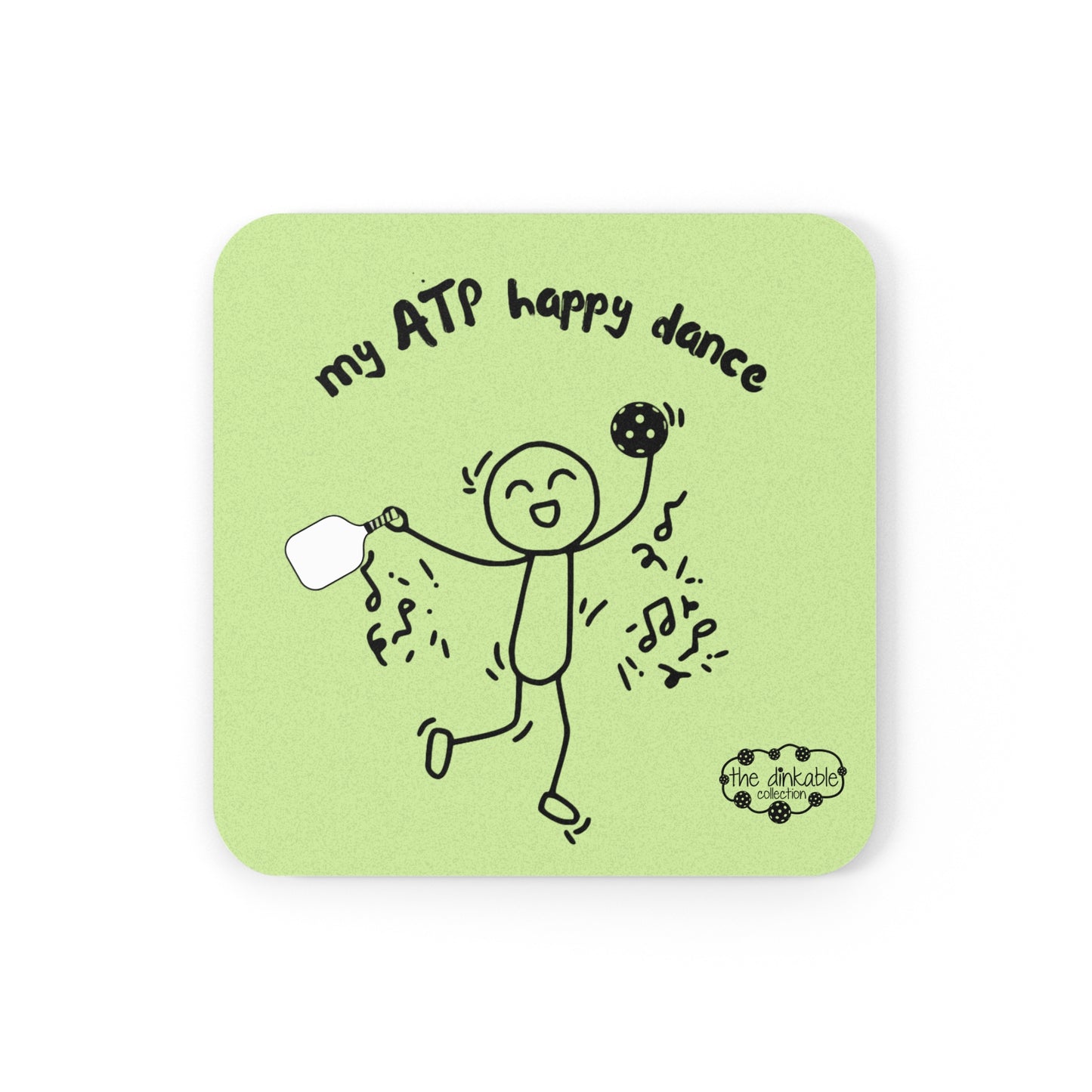 PICKLEBALL Cork Back Coaster ATP HAPPY DANCE