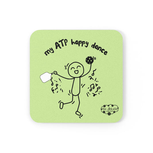 PICKLEBALL Cork Back Coaster ATP HAPPY DANCE