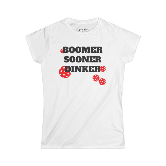 PICKLEBALL Women's Softstyle Tee - BOOMER SOONER DINKER - OU