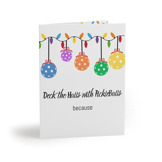 PICKLEBALL HOLIDAY Greeting cards (8, 16, and 24 pcs) Deck the Halls with Pickleballs