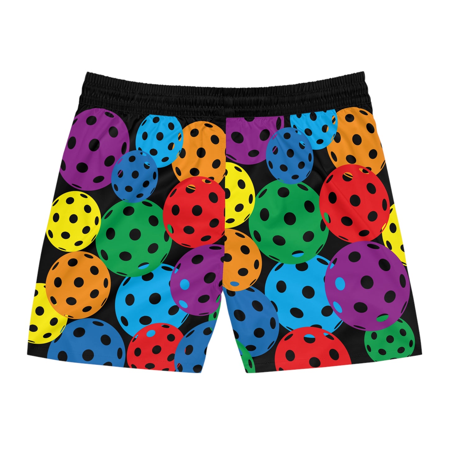 PICKLEBALL Unisex Mid-Length Shorts Black with Colorful Balls