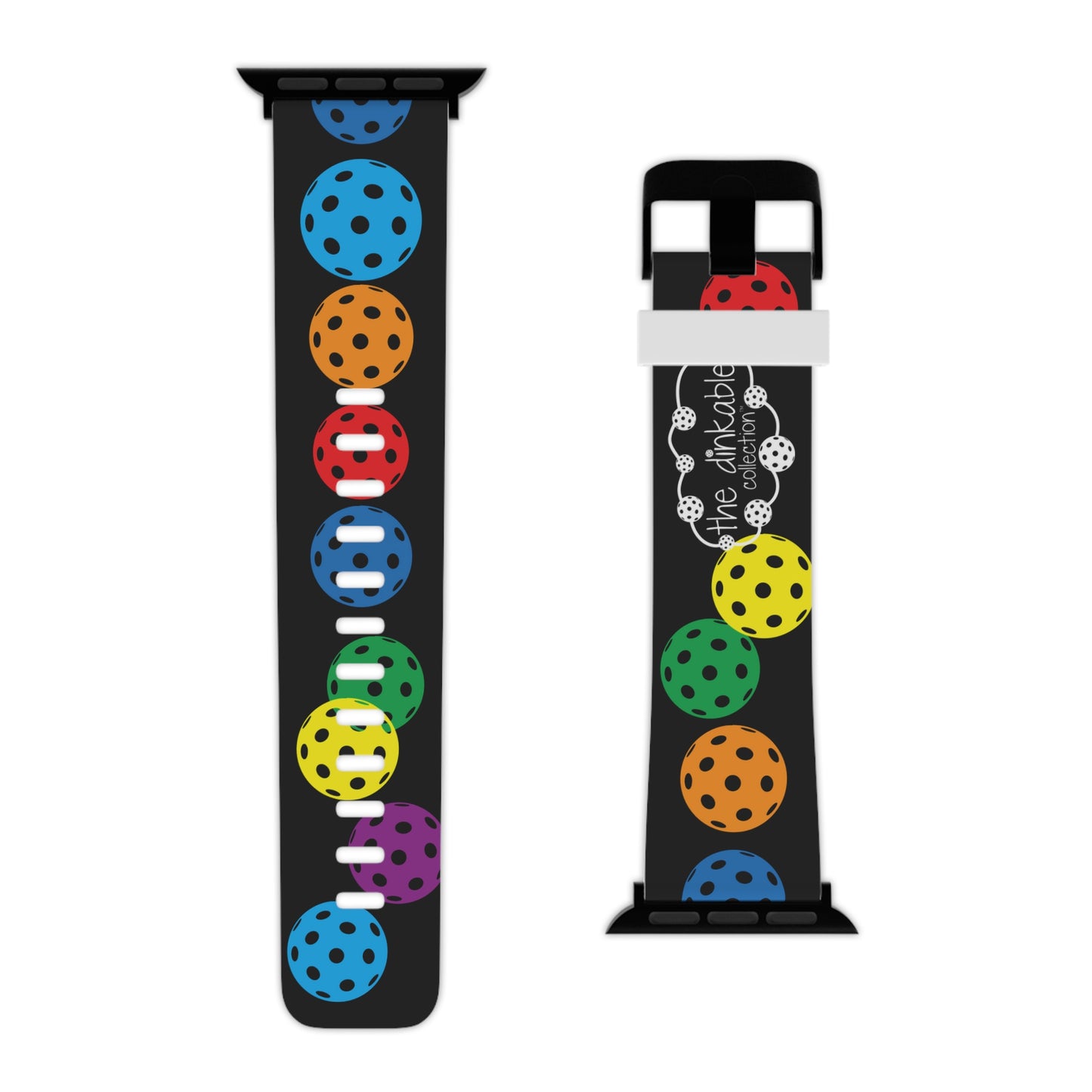 PICKLEBALL Watch Band for Apple Watch RAINBOW (Black)