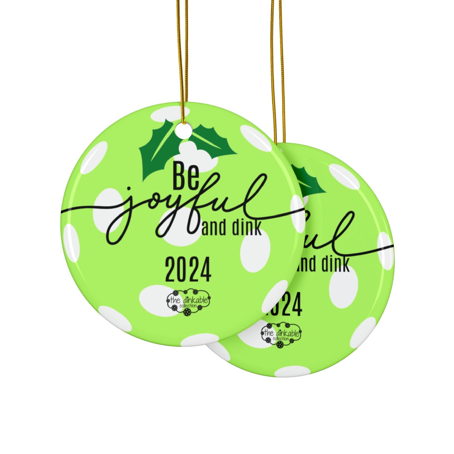 LIME GREEN PICKLEBALL Ceramic Ornaments, 2-Side Print, (1pc, 3pcs, 5pcs, 10pcs)