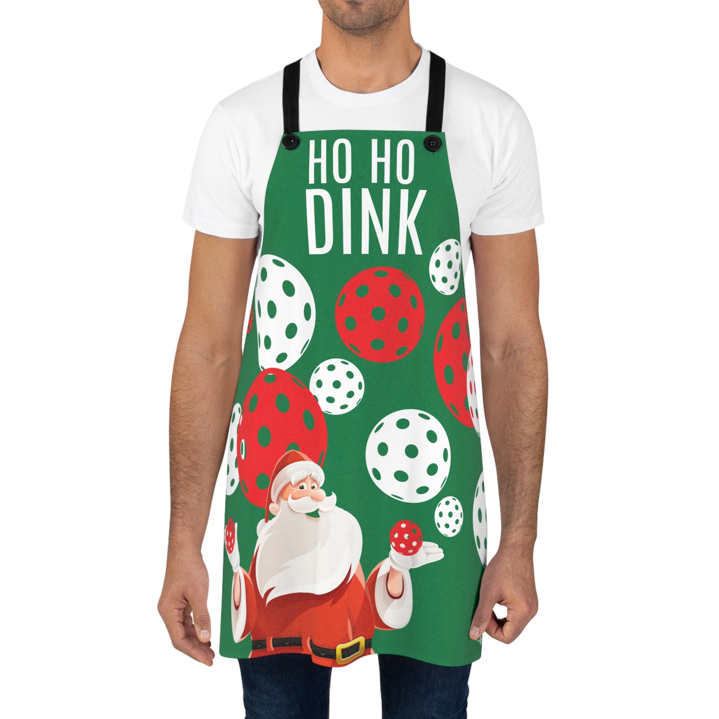 PICKLEBALL HO HO DINK Apron (AOP) Green Santa