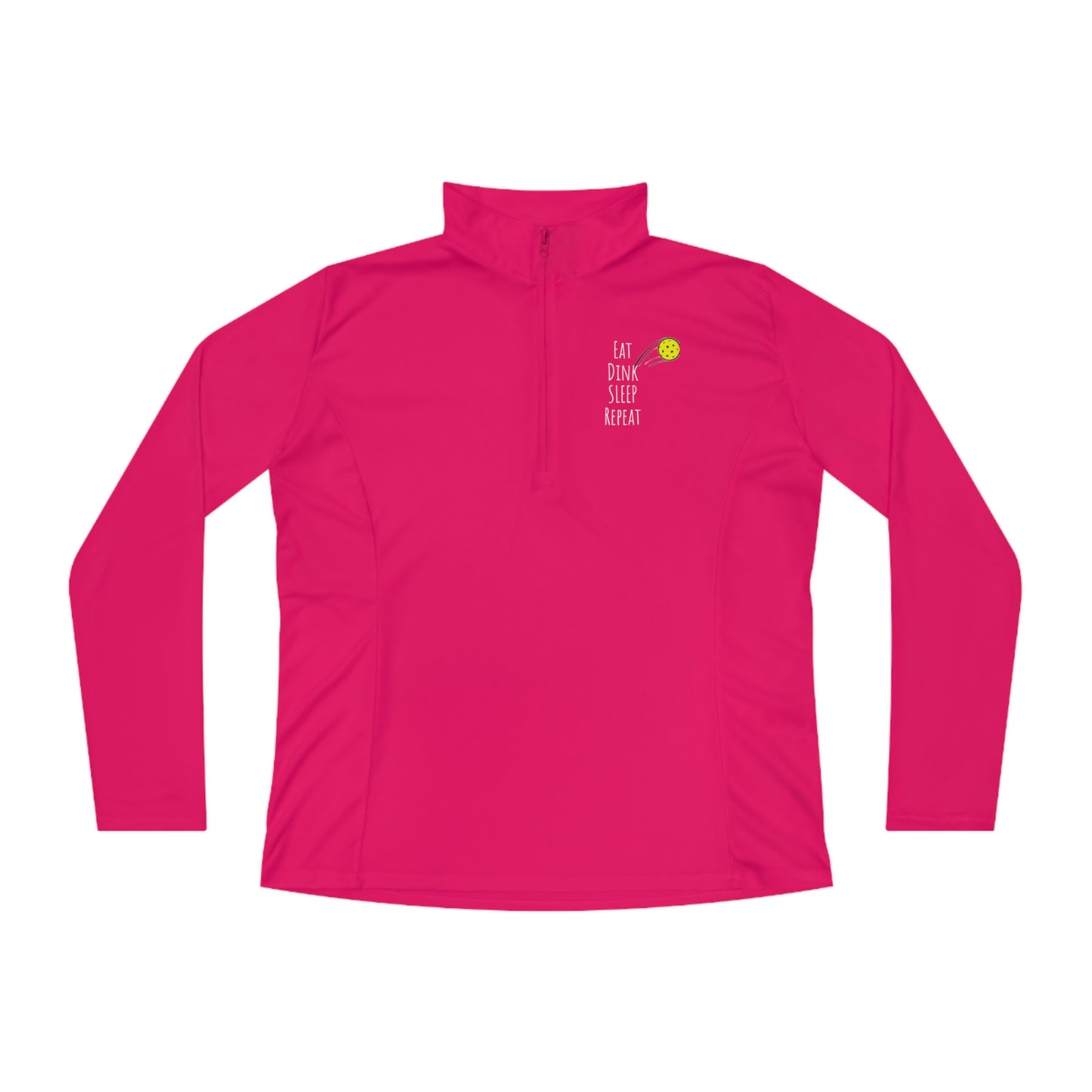 Womens' Long Sleeve Quarter-Zip Pullover 'EAT DINK SLEEP REPEAT'