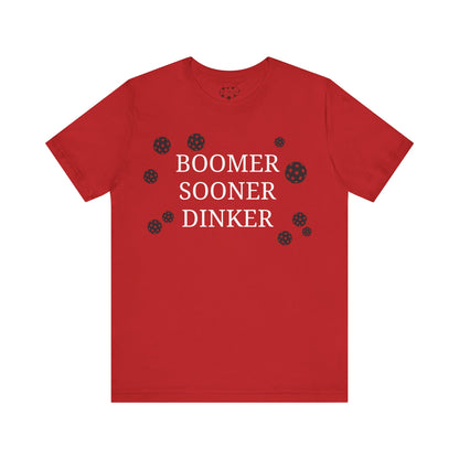 PICKLEBALL Unisex Jersey Short Sleeve Tee OU - BOOMER SOONER DINKER