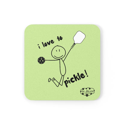 PICKLEBALL Cork Back Coaster LOVE TO PICKLE