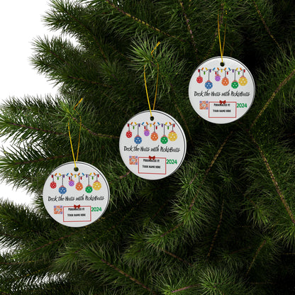 DECK THE HALLS WITH PICKLEBALLS Ceramic Ornaments, 2-Side Print, (10pcs)