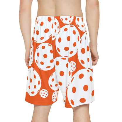 PICKLEBALL UNISEX Sports Shorts LONG (AOP) orange/white