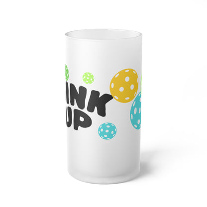 Frosted Beer Mug - "DINK Up" PICKLEBALL FROSTY MUG  Party Glass, 16oz Novelty Beer Stein Gift