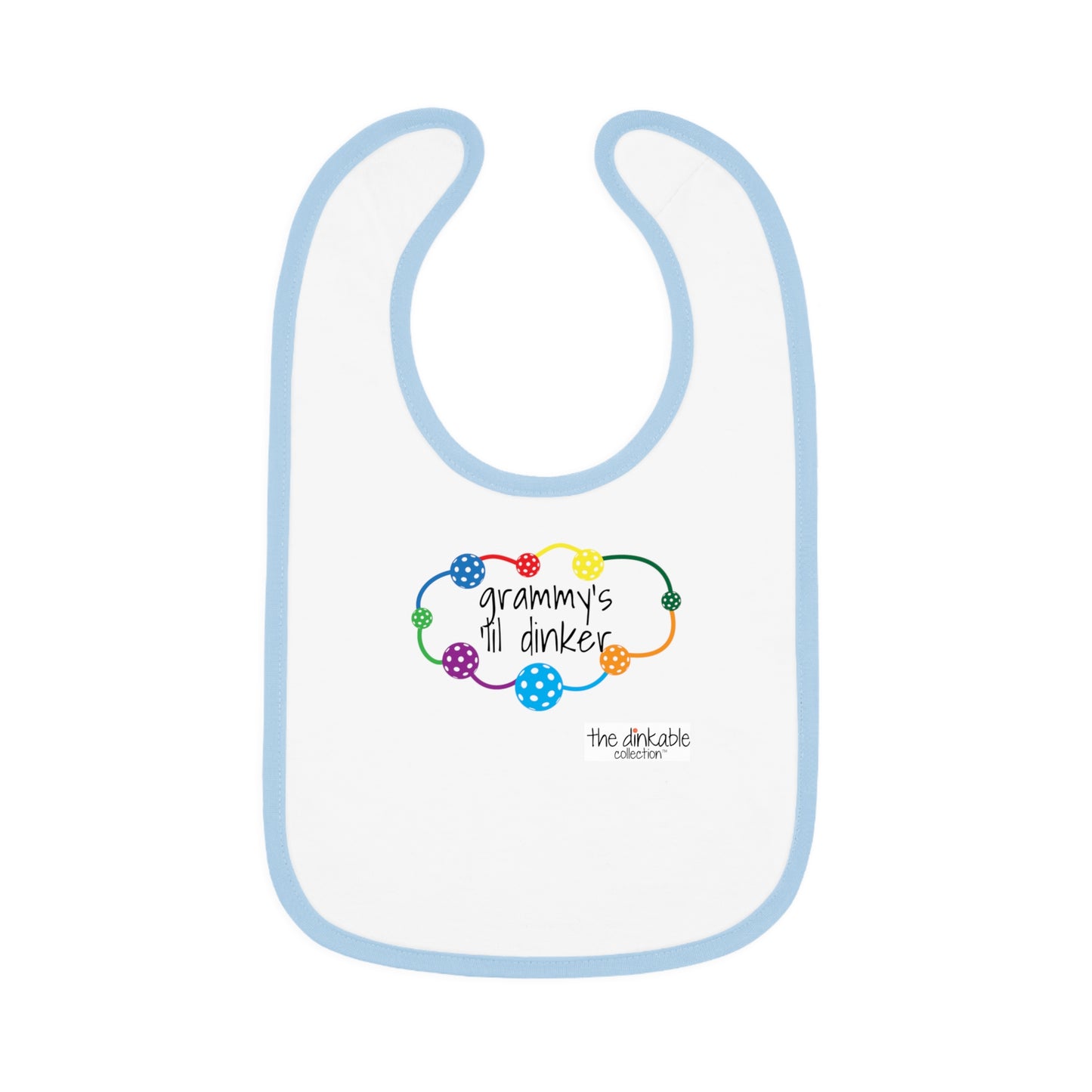 PICKLEBALL Grandparents Baby Contrast Trim Jersey Bib - 'GRAMMY'S lil Dinker'