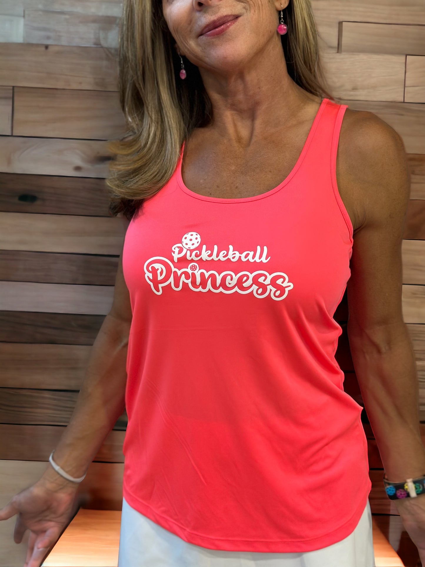 Pickleball - Ladies Sports Tek Racerback Tank Shirt - PICKLEBALL PRINCESS