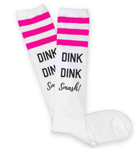 Socks - Fun Pickleball - Dink Dink Smash Knee Highs